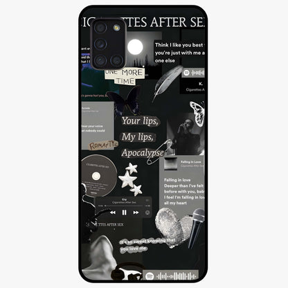 Midnight Love Echo Glass Case showing flat back view with romantic midnight themed artwork and glossy glass finish.