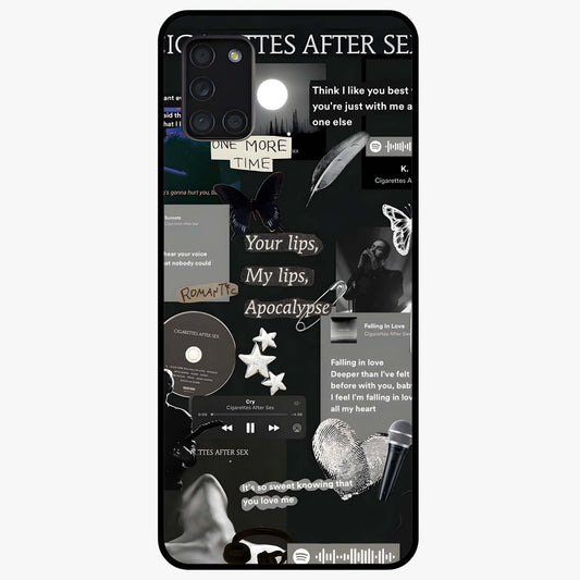 Midnight Love Echo Glass Case showing flat back view with romantic midnight themed artwork and glossy glass finish.