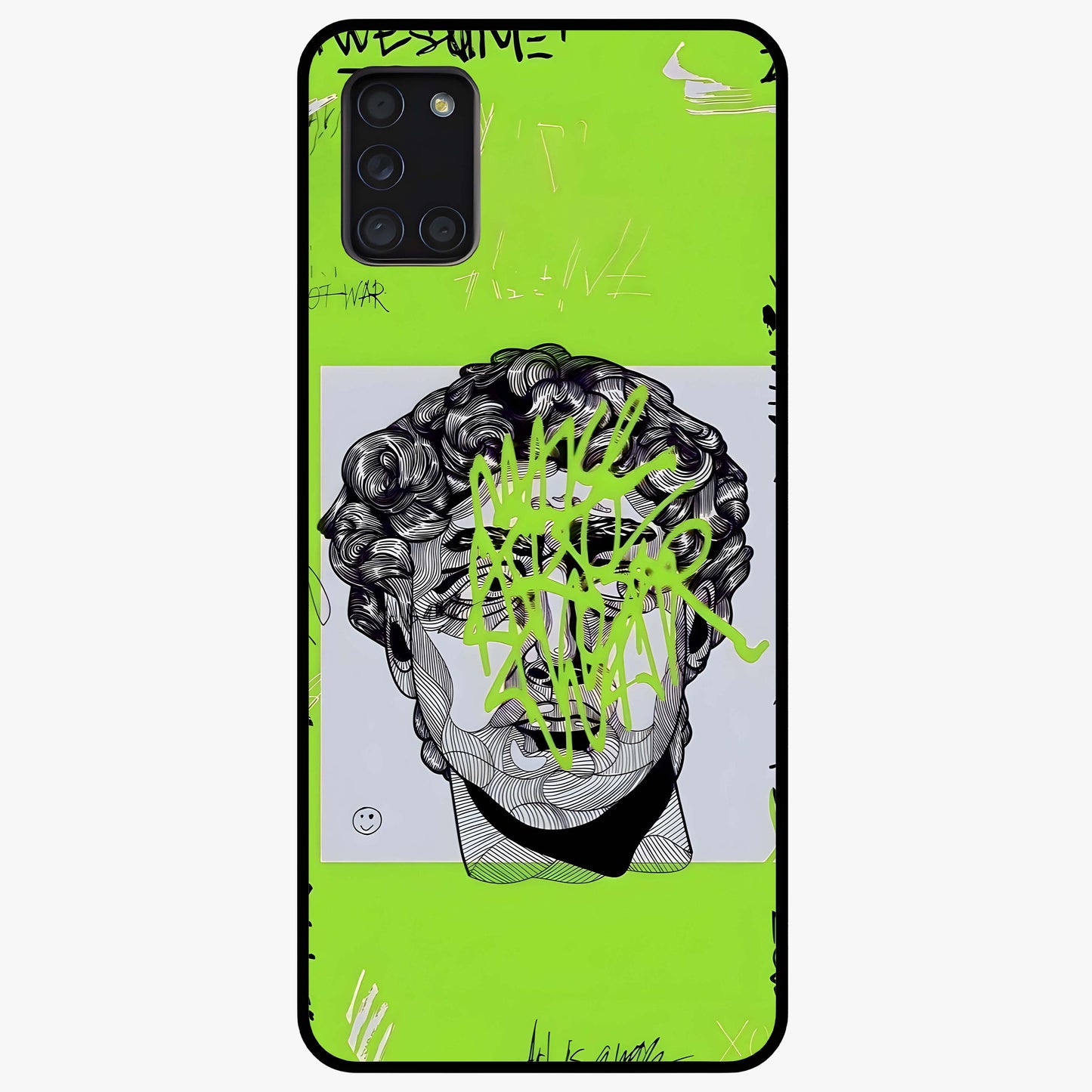 Neo Graffiti Rebellion Glass Case showing flat back view with vibrant graffiti artwork and glossy glass finish.