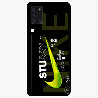 Neon Street Edition Glass Case showing flat back view with neon street style artwork and glossy glass finish.