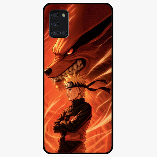 Nine Tails Legacy Glass Case showing flat back view with powerful nine-tailed fox inspired artwork and glossy glass finish.