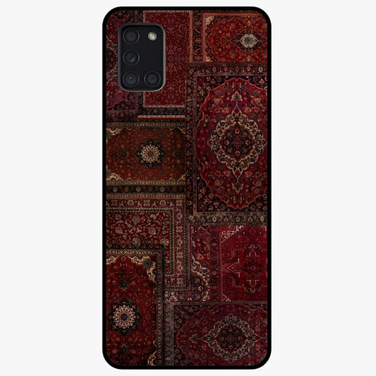 Persian Velvet Tale Glass Case showing flat back view with luxurious Persian velvet pattern artwork and glossy glass finish.