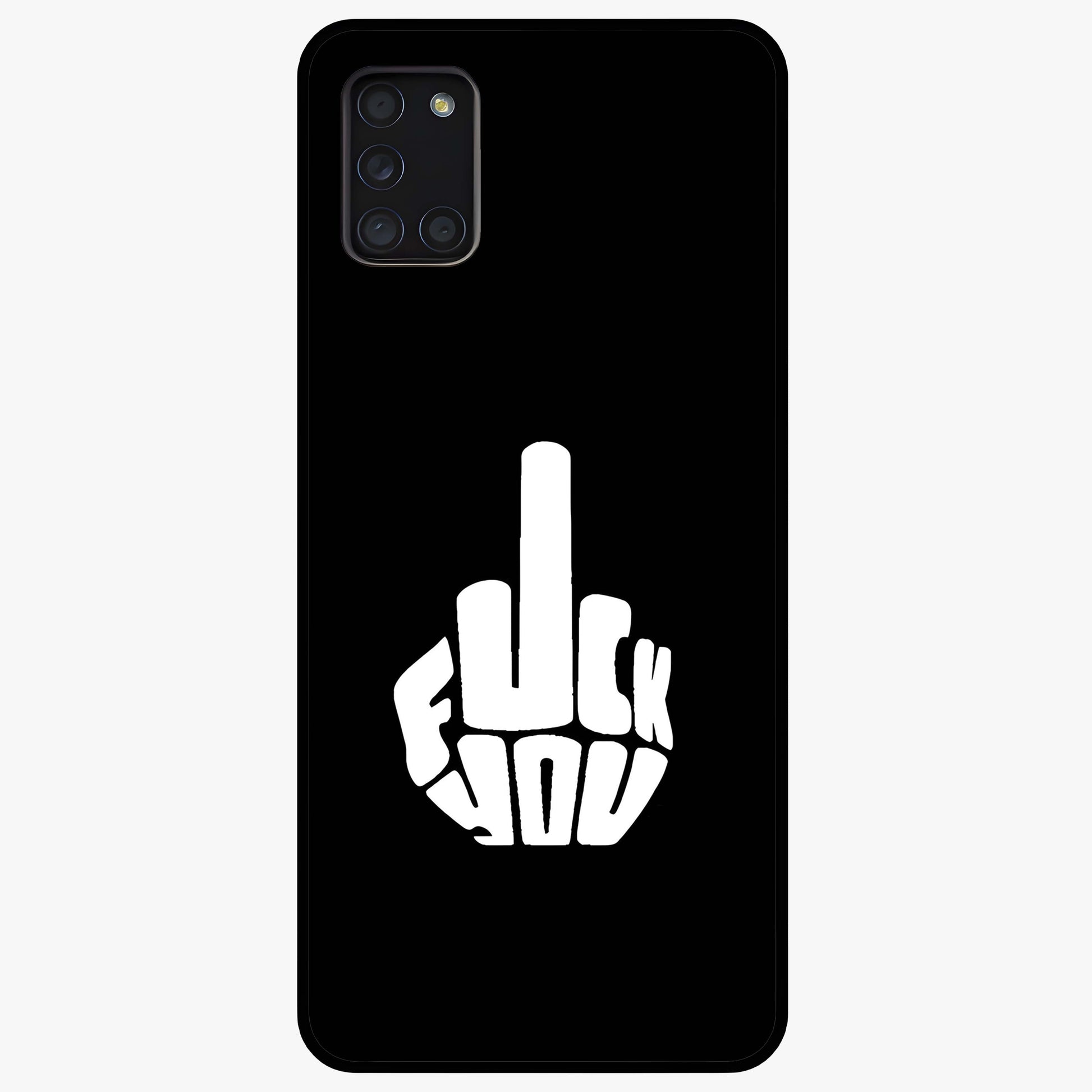 Rebel Mode On Glass Case showing flat back view with bold rebellious typography artwork and glossy glass finish.