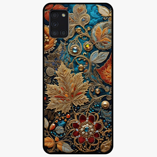 Royal Jewel Garden Glass Case showing flat back view with decorative floral garden artwork and glossy glass finish.