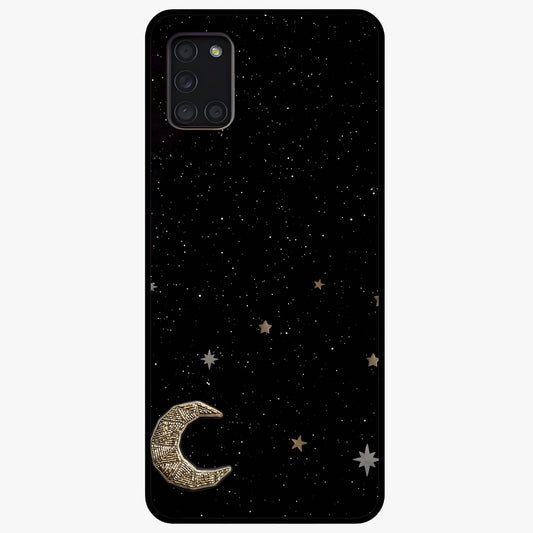 Twinkle Star With Half Moon Glass Case showing flat back view with star and half moon artwork and glossy glass finish.