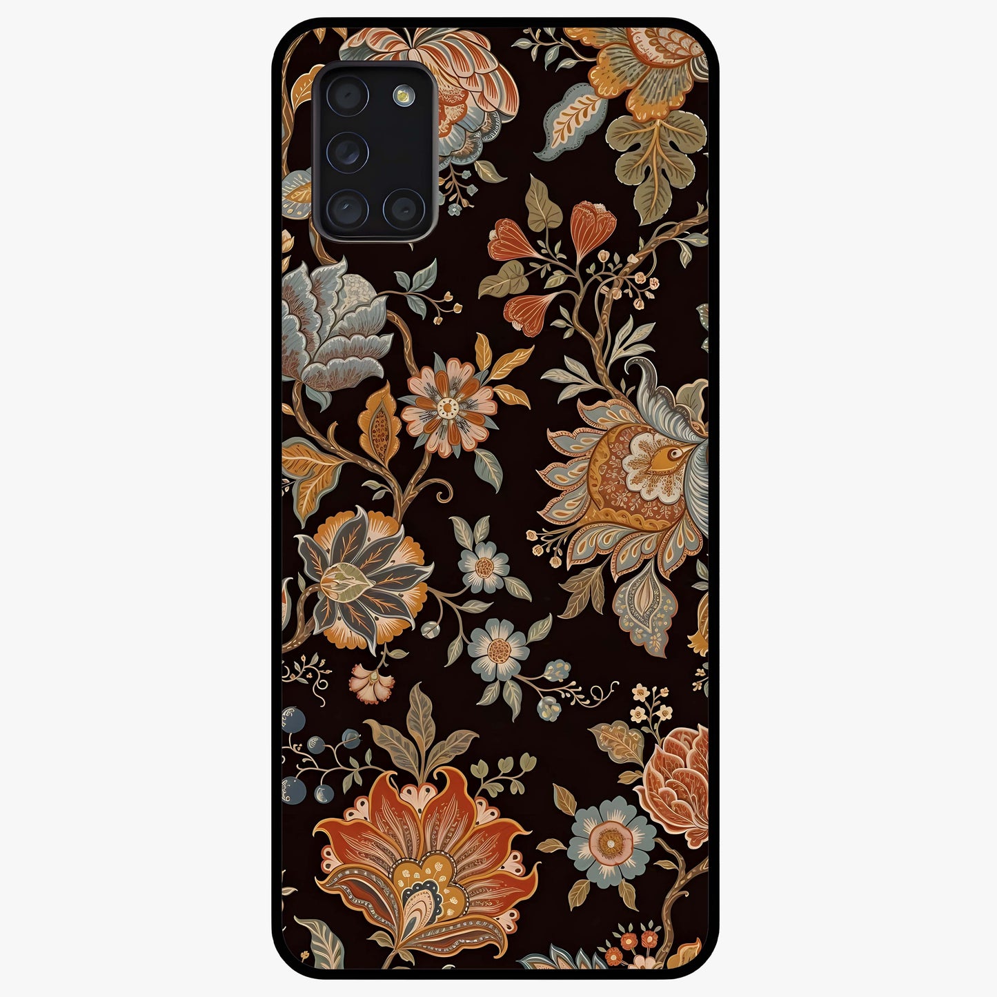 Vintage Floral Dream Glass Case showing flat back view with classic floral artwork and glossy glass finish.