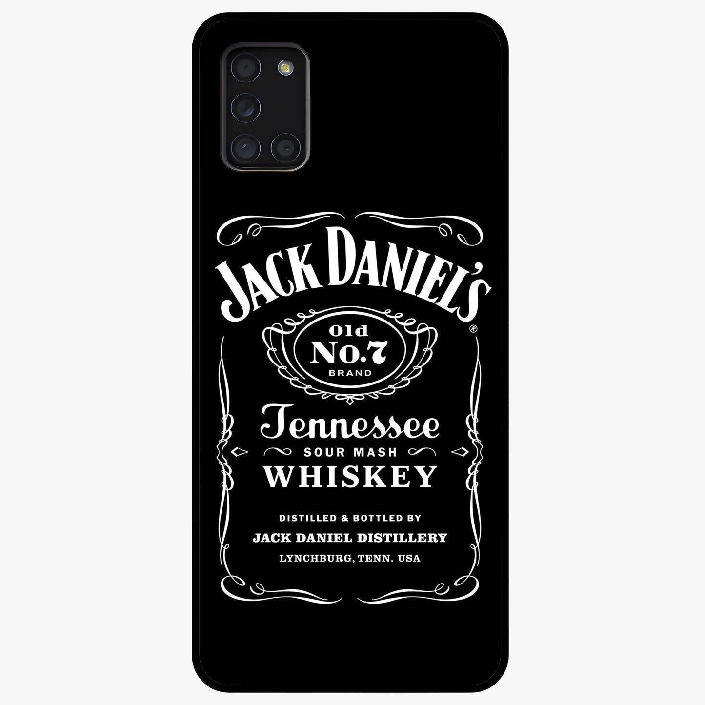 Vintage Whiskey Heritage Glass Case showing flat back view with classic whiskey inspired artwork and glossy glass finish.