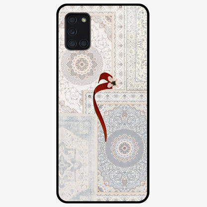 White Aesthetic Bow Glass Case showing flat back view with minimal bow artwork and glossy glass finish.