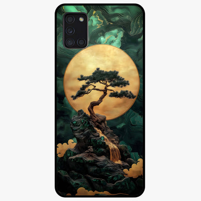 Zen Moon Rise Glass Case showing flat back view with calm moonrise artwork and glossy glass finish.