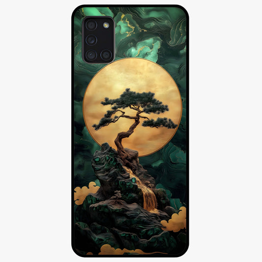 Zen Moon Rise Glass Case showing flat back view with calm moonrise artwork and glossy glass finish.
