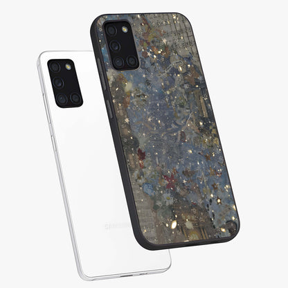 Aesthetic Astrolophia Glass Case displayed in angled mockup highlighting artistic aesthetic elements and smooth glass surface.