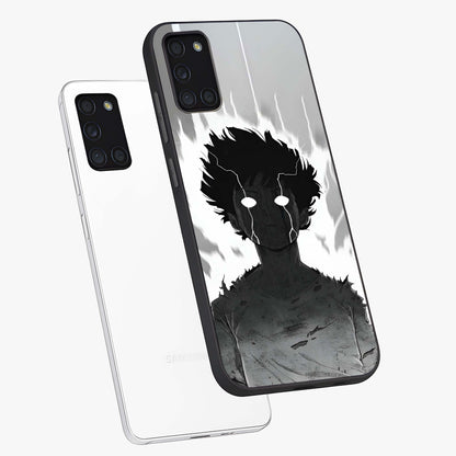 Awakened Inner Rage Glass Case displayed in angled mockup highlighting powerful graphic design and bold artistic theme.