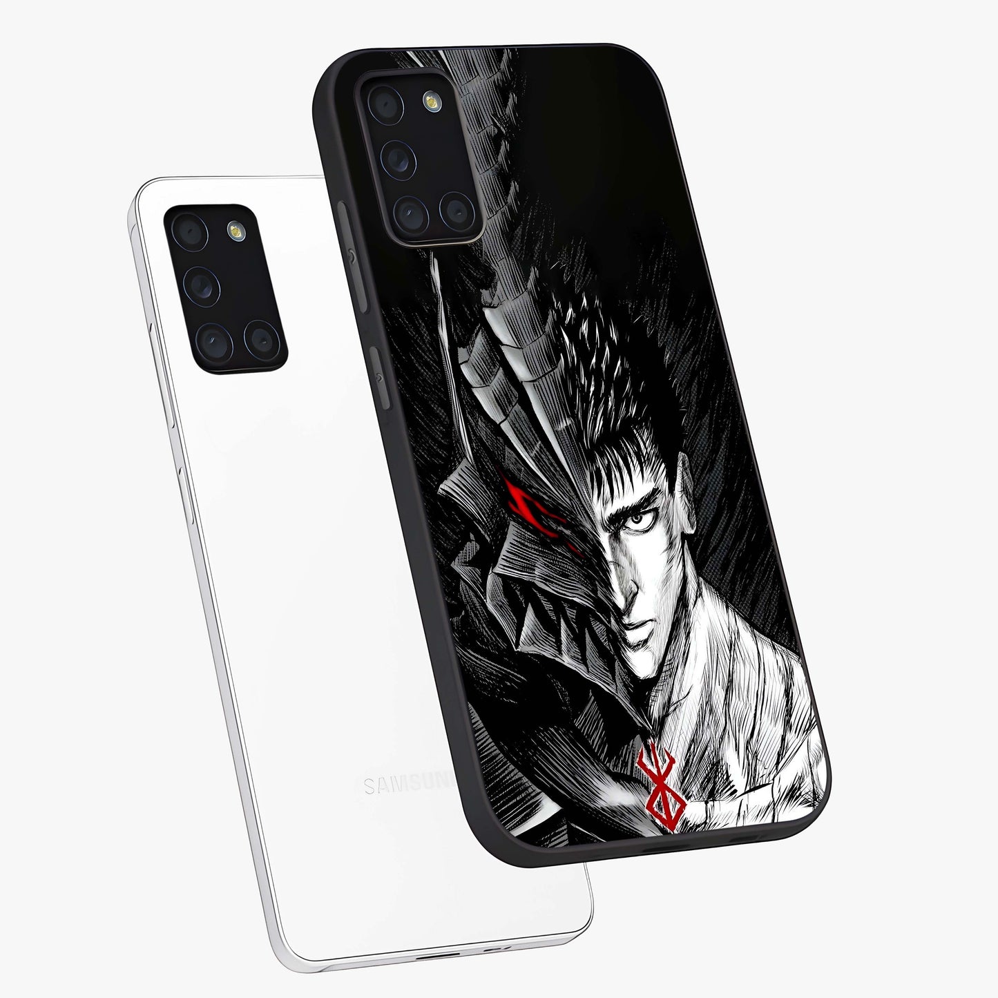 Berserker Blood Oath Glass Case displayed in angled mockup highlighting dark fantasy graphic design and powerful theme.