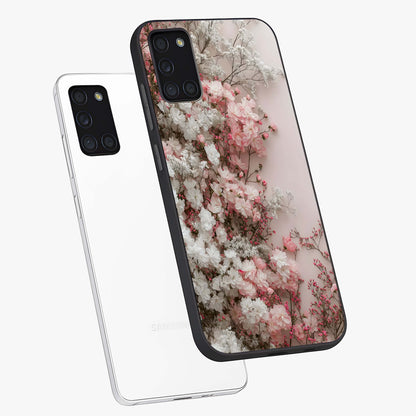 Blush Blossom Cloud Glass Case displayed in angled mockup highlighting soft cloud and blossom design with pastel aesthetic.