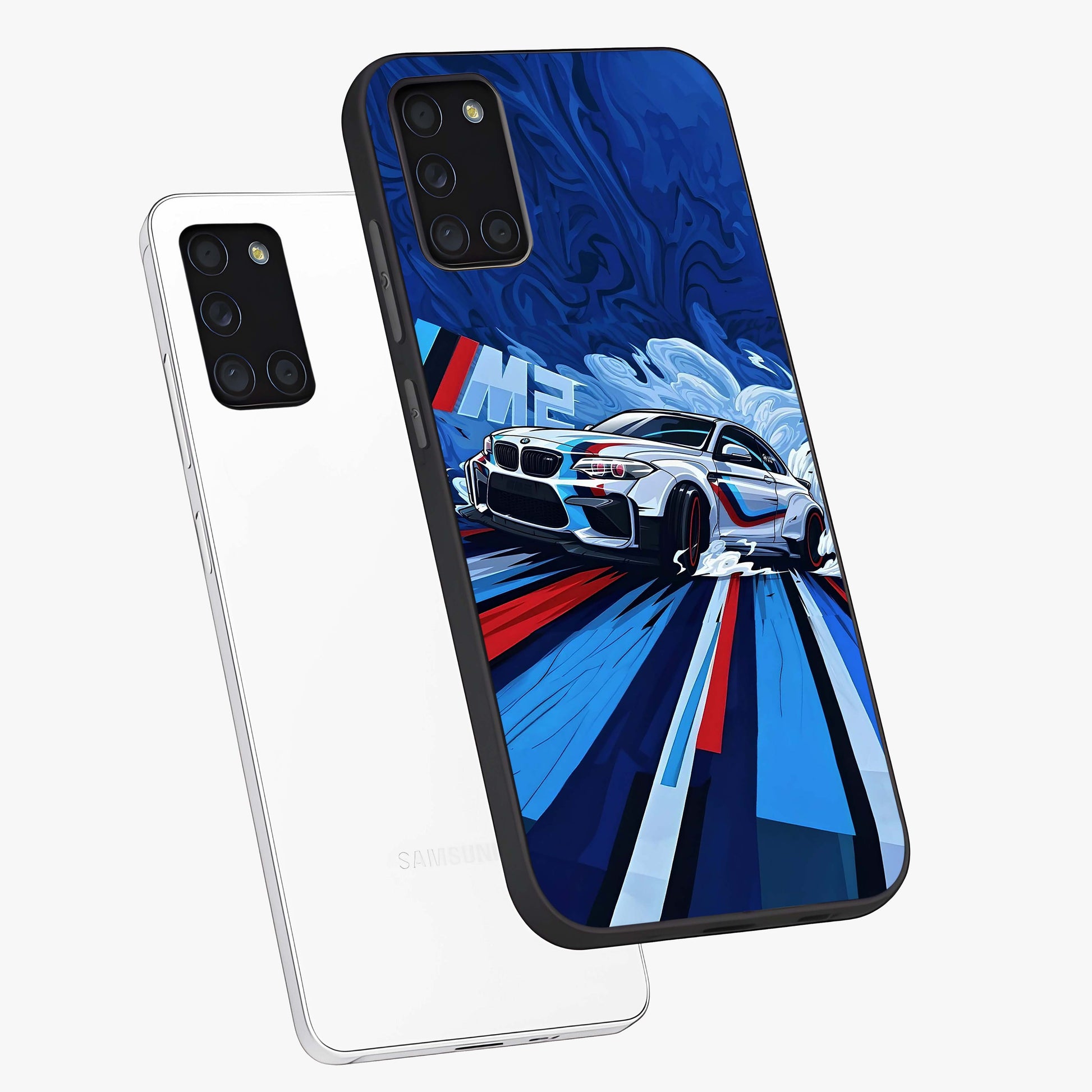 Drift Power Rush Glass Case displayed in angled mockup highlighting powerful drift car design with sporty aesthetic style.