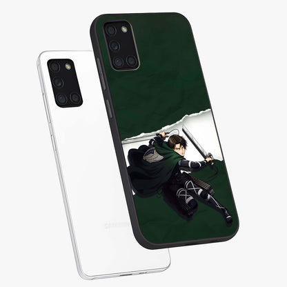 Emerald War Vanguard Glass Case displayed in angled mockup highlighting intense battle inspired design with emerald tone aesthetic.