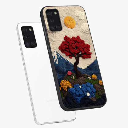 Eternal Nature Tapestry Glass Case displayed in angled mockup highlighting detailed botanical pattern with artistic aesthetic.