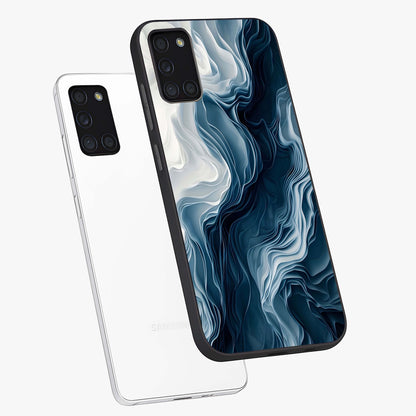 Ethereal Paper Marble Glass Case displayed in angled mockup highlighting elegant marble pattern with modern aesthetic style.