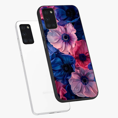 Flower Paper Art Pattern Glass Case displayed in angled mockup highlighting layered paper flower design with artistic aesthetic.