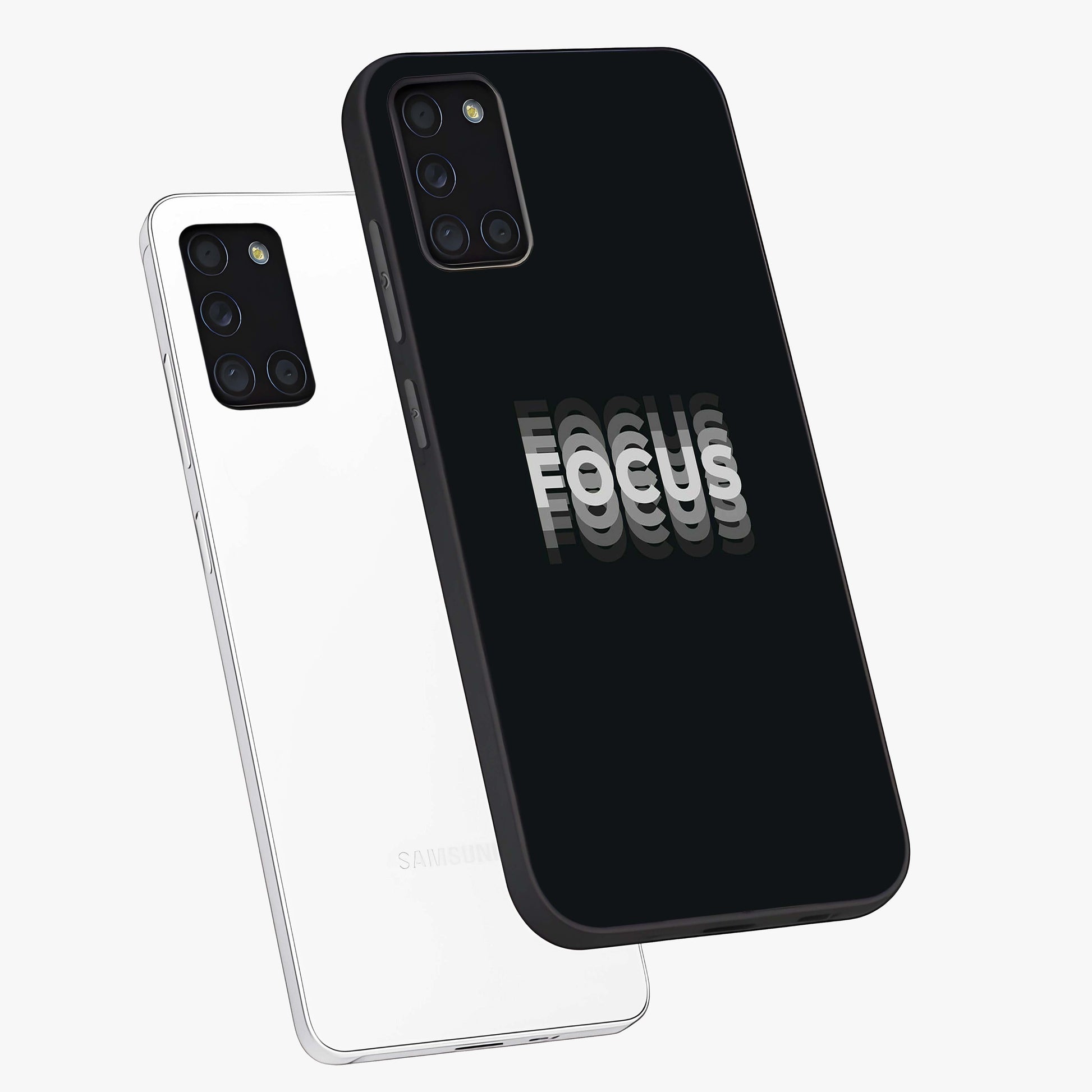 Focused Blade Discipline Glass Case displayed in angled mockup highlighting clean minimal text artwork with modern aesthetic style.
