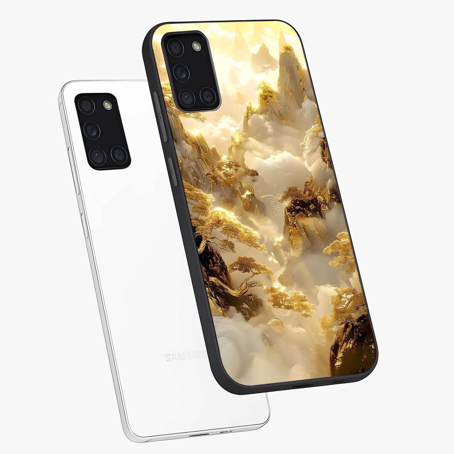 Gates Of Illumination Glass Case displayed in angled mockup highlighting radiant portal inspired design with fantasy aesthetic.