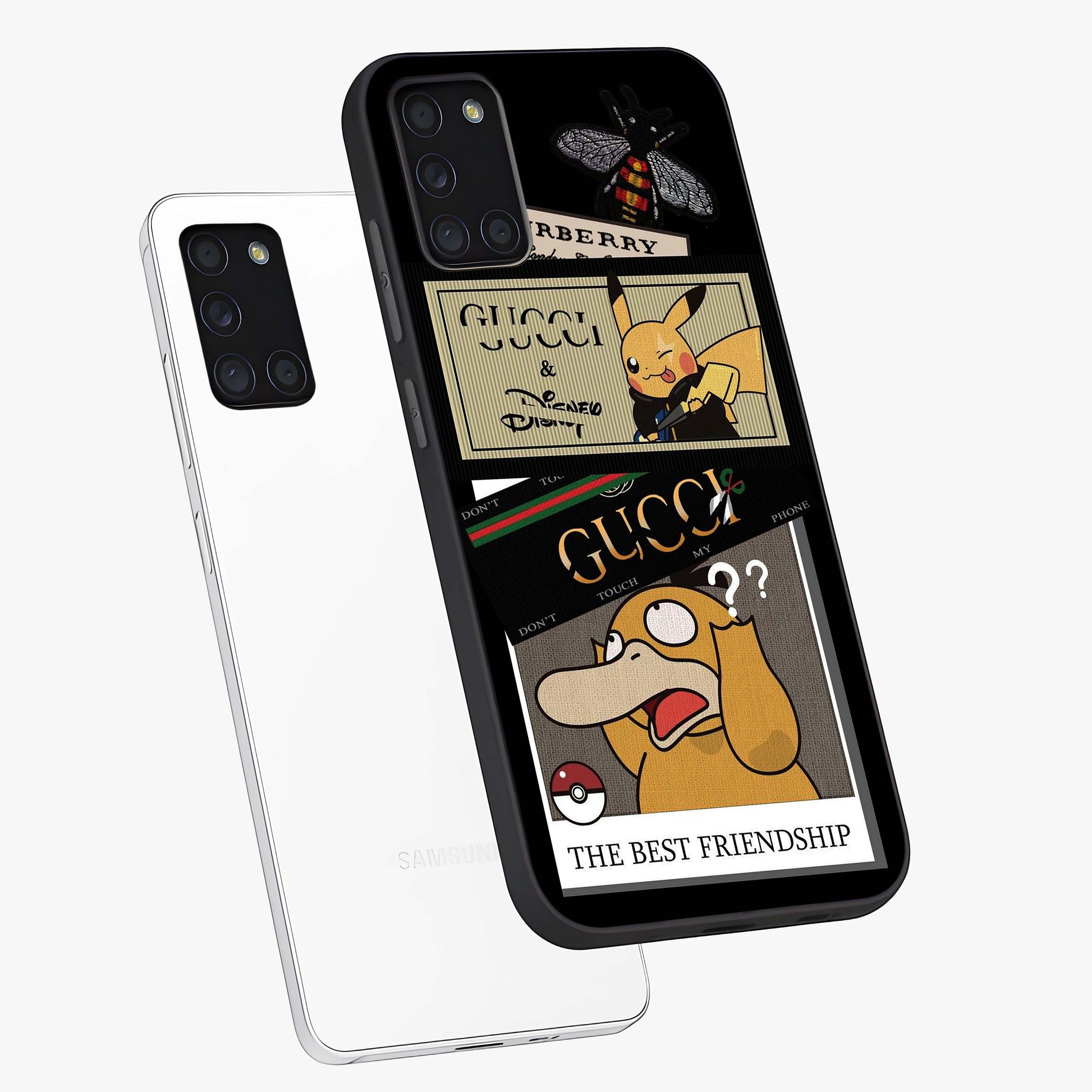 Gucci Play Mashup Glass Case displayed in angled mockup highlighting stylish fashion mashup design with bold aesthetic.