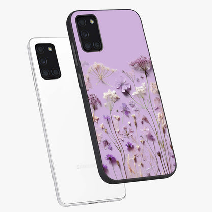 Lavender Blossom Dream Glass Case displayed in angled mockup highlighting dreamy lavender flower design with calming aesthetic style.