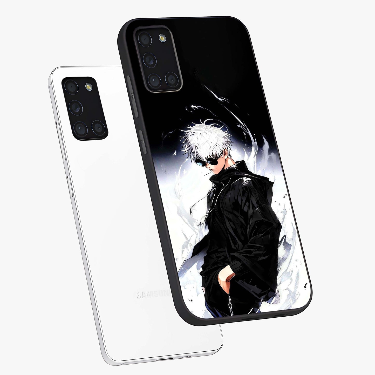 Limitless Shadow King Glass Case displayed in angled mockup highlighting dramatic dark hero design with intense aesthetic.