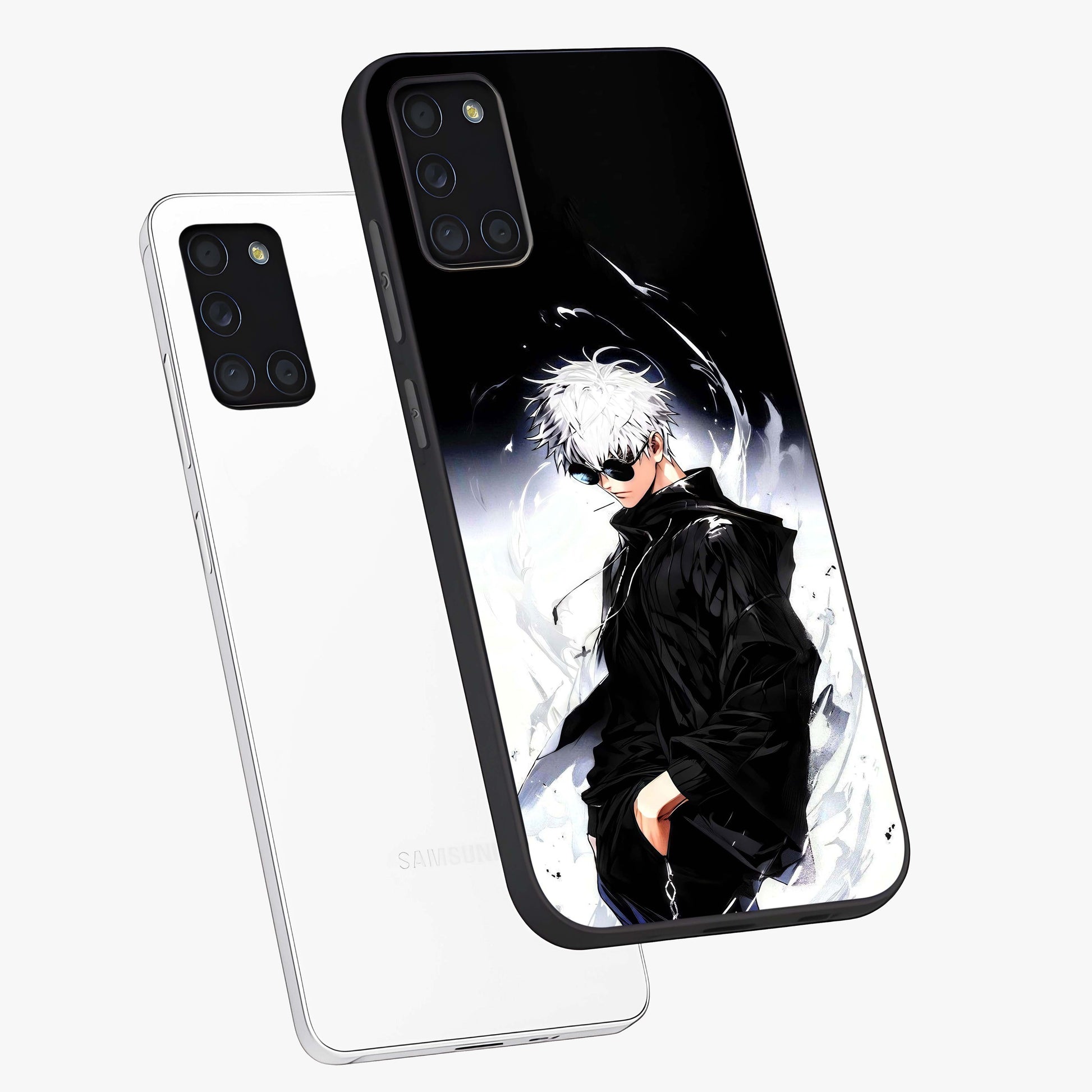 Limitless Shadow King Glass Case displayed in angled mockup highlighting dramatic dark hero design with intense aesthetic.