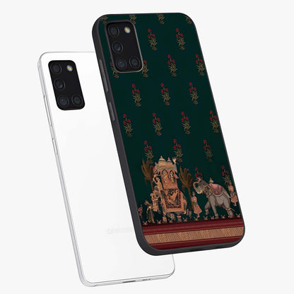 Macmerise Glass Case displayed in angled mockup highlighting trendy graphic design with sleek aesthetic style.