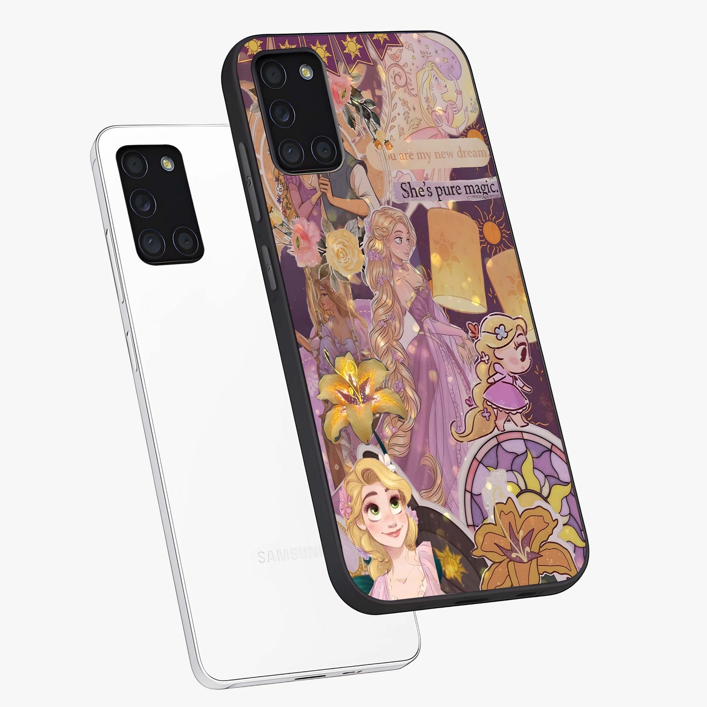 Magical Tangled Dream Glass Case displayed in angled mockup highlighting whimsical fantasy design with magical aesthetic.