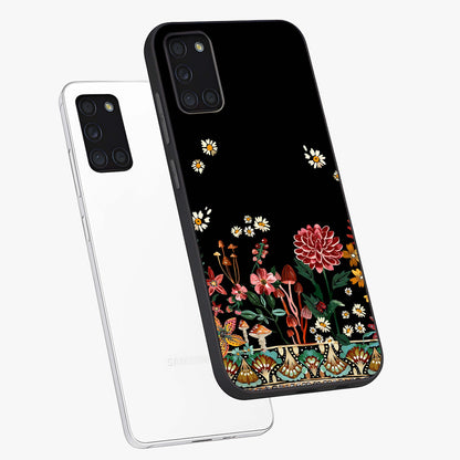 Midnight Bloom Pattern Glass Case displayed in angled mockup highlighting elegant flower design with midnight aesthetic style.