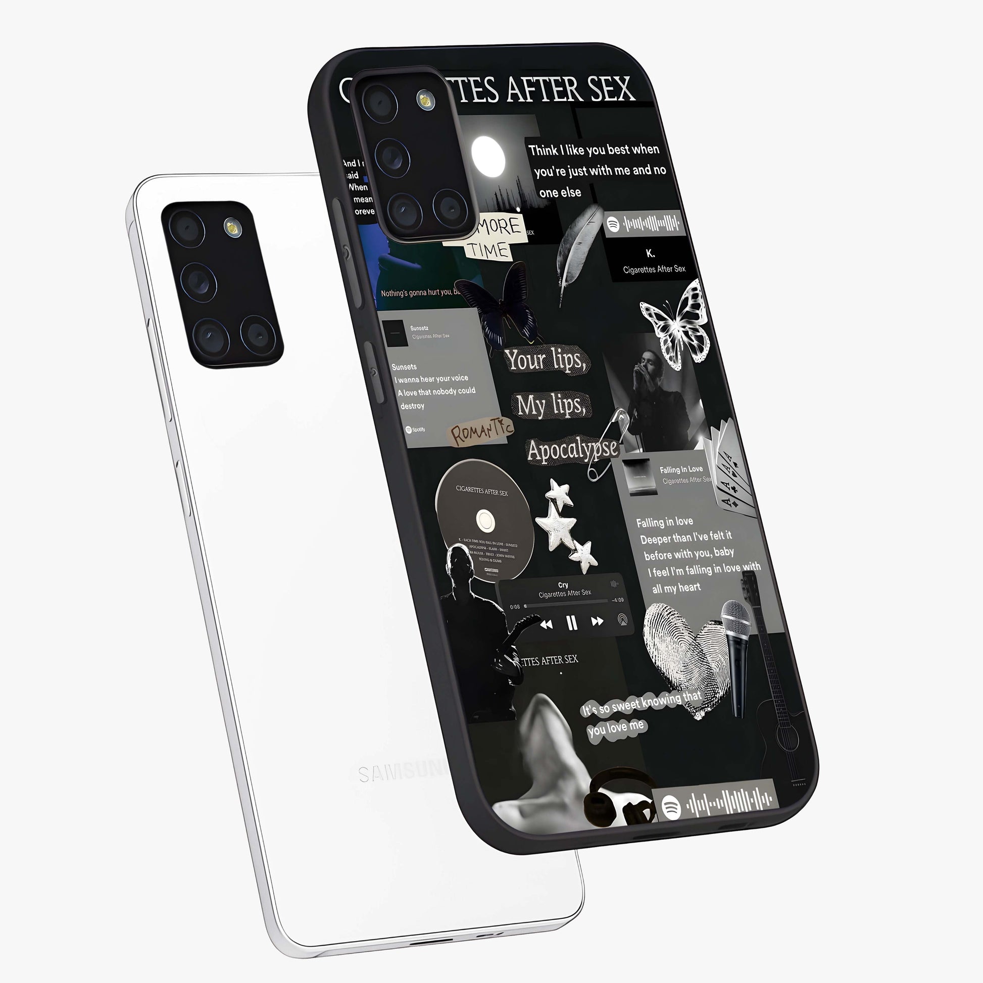 Midnight Love Echo Glass Case displayed in angled mockup highlighting elegant love inspired design with deep aesthetic style.