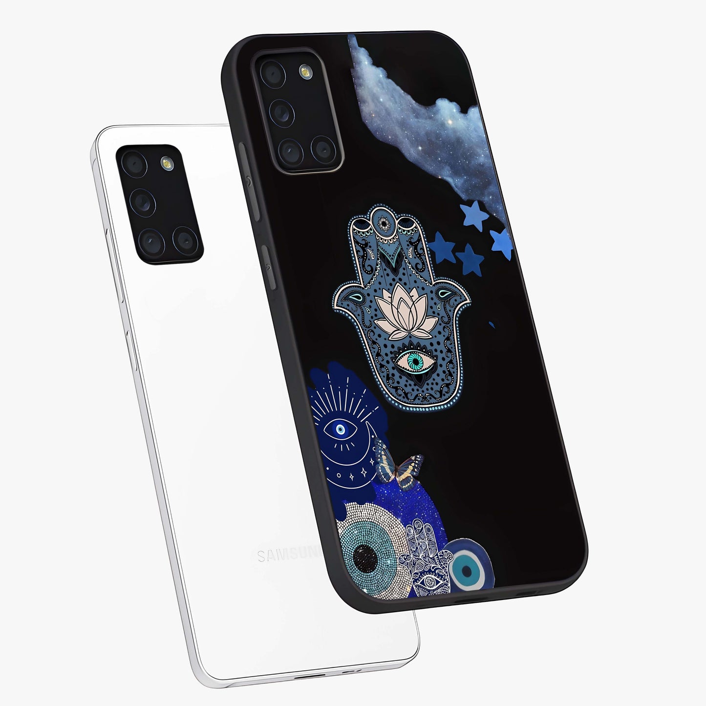 Mystic Hand Aura Glass Case displayed in angled mockup highlighting magical aura design with spiritual aesthetic style.