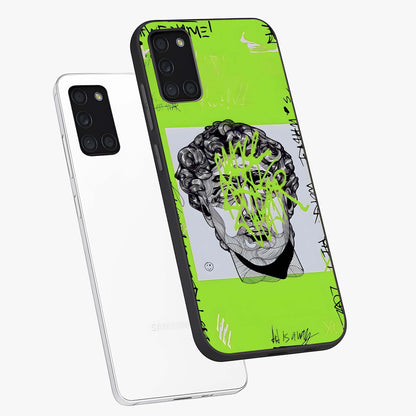Neo Graffiti Rebellion Glass Case displayed in angled mockup highlighting urban street art design with rebellious aesthetic.