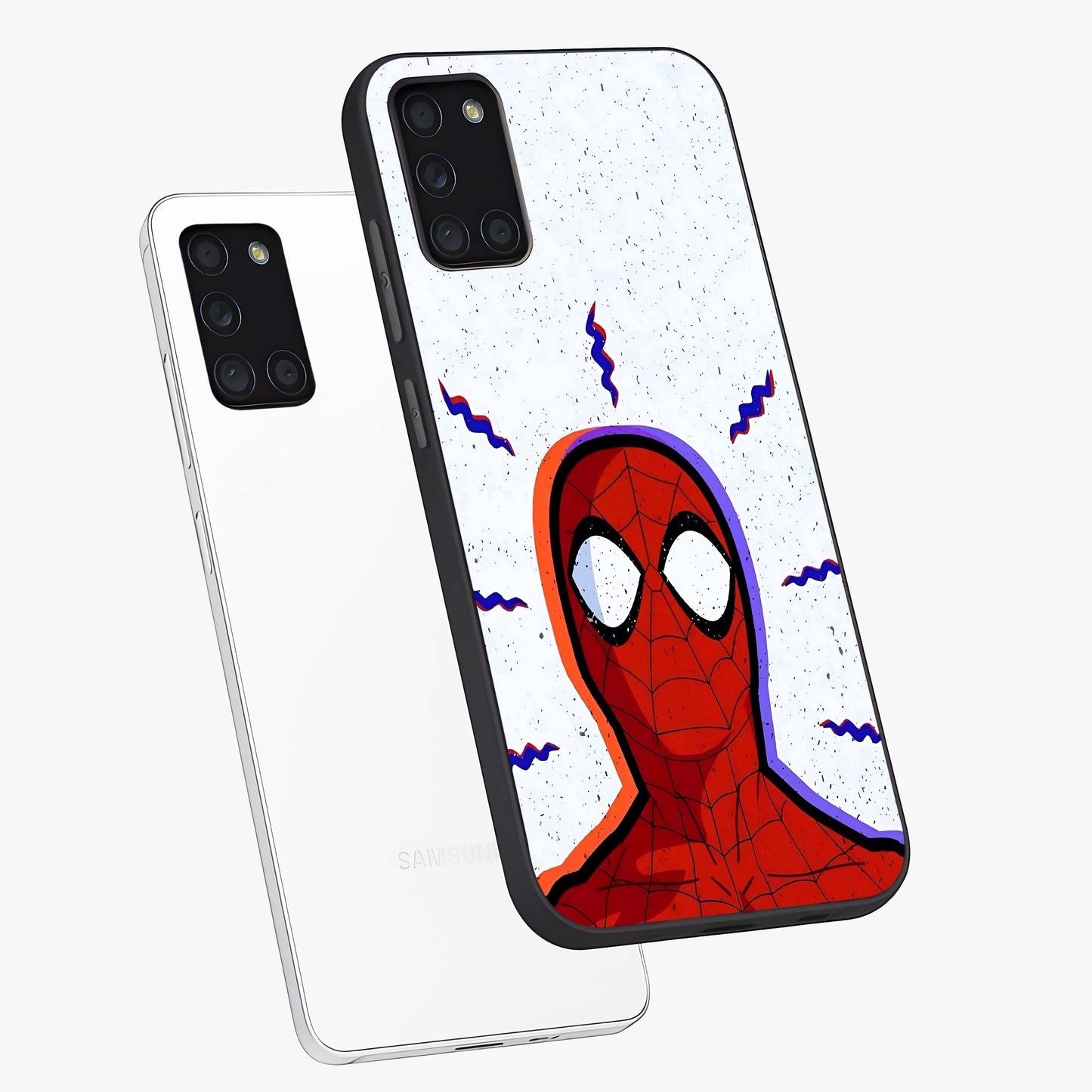 Omg Spiderman Glass Case displayed in angled mockup highlighting dynamic hero illustration with action comic aesthetic.