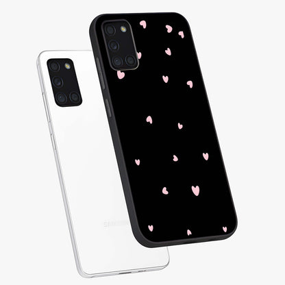 Pink Love Drops Glass Case displayed in angled mockup highlighting cute love drop design with vibrant pink aesthetic.