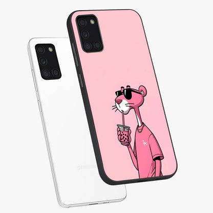 Pink Panther Glass Case displayed in angled mockup highlighting playful cartoon character design with vibrant pink aesthetic.