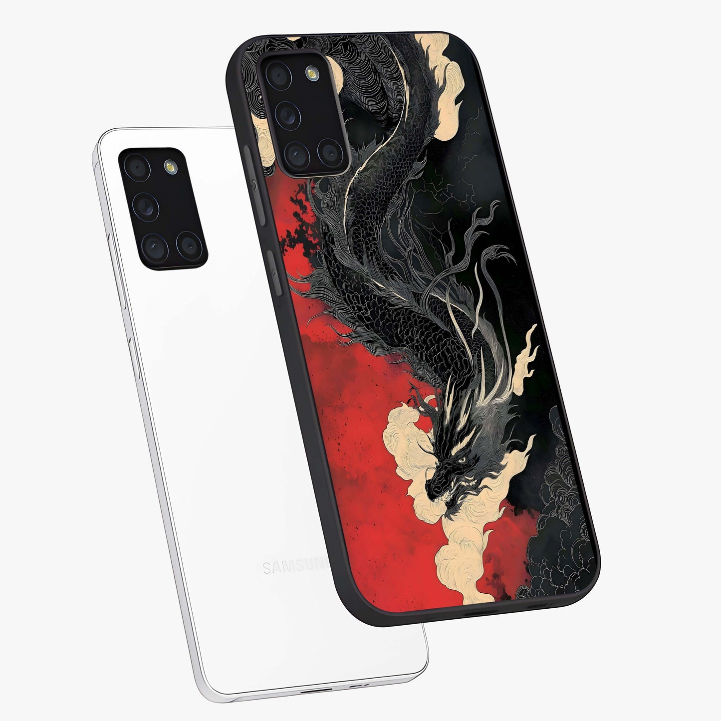 Shadow Dragon Fury Glass Case displayed in angled mockup highlighting powerful dragon illustration with dark fantasy aesthetic.