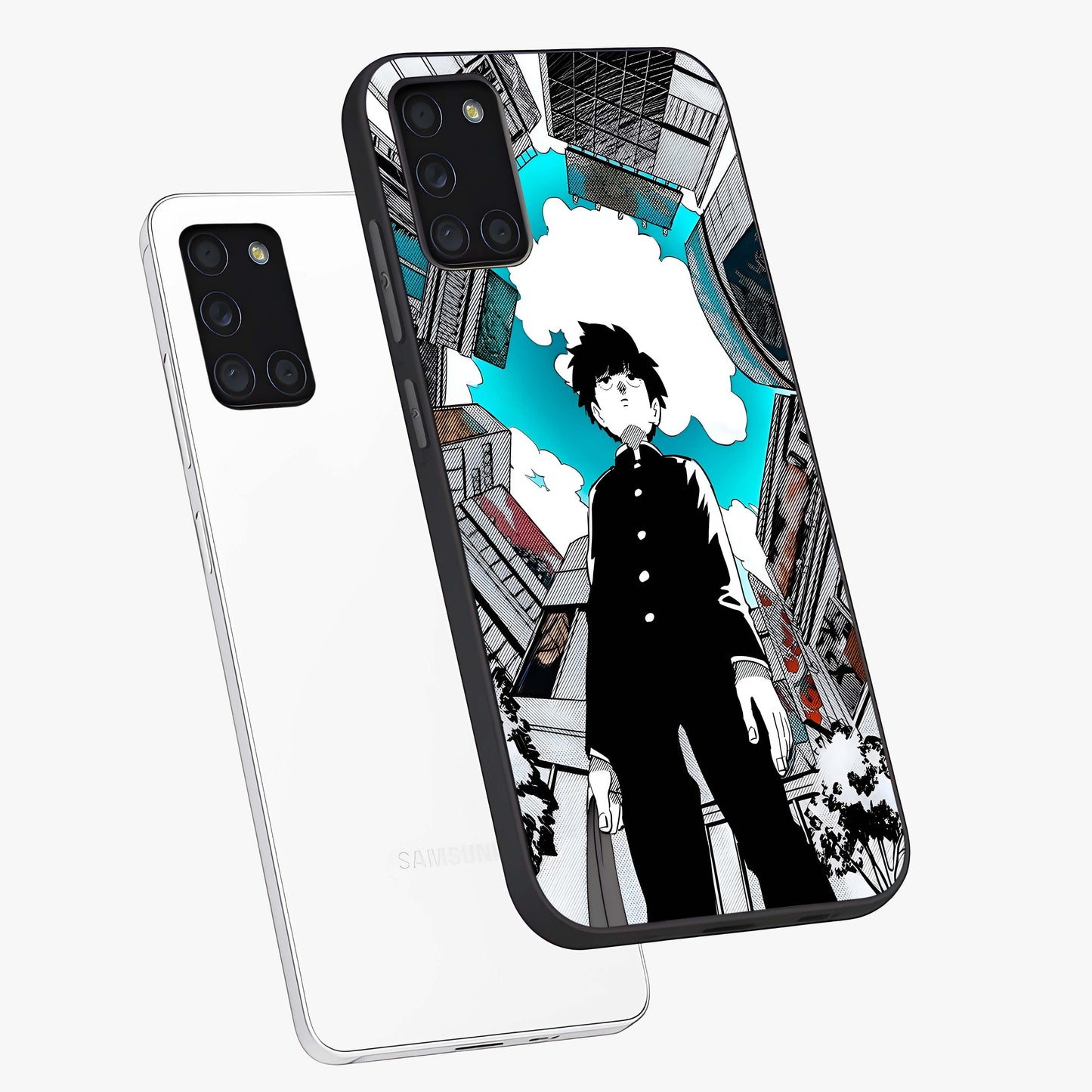 Silent Psychic Awakening Glass Case displayed in angled mockup highlighting spiritual awakening design with cosmic aesthetic.