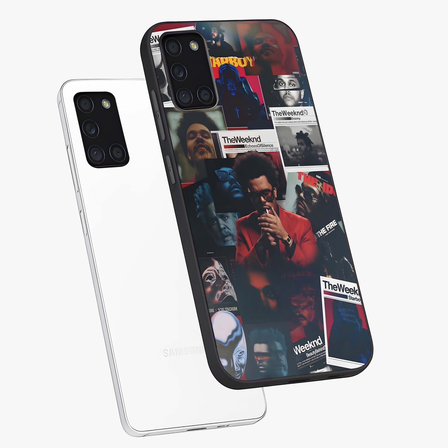 The Weeknd Glass Case displayed in angled mockup highlighting stylish pop culture inspired design with modern aesthetic.