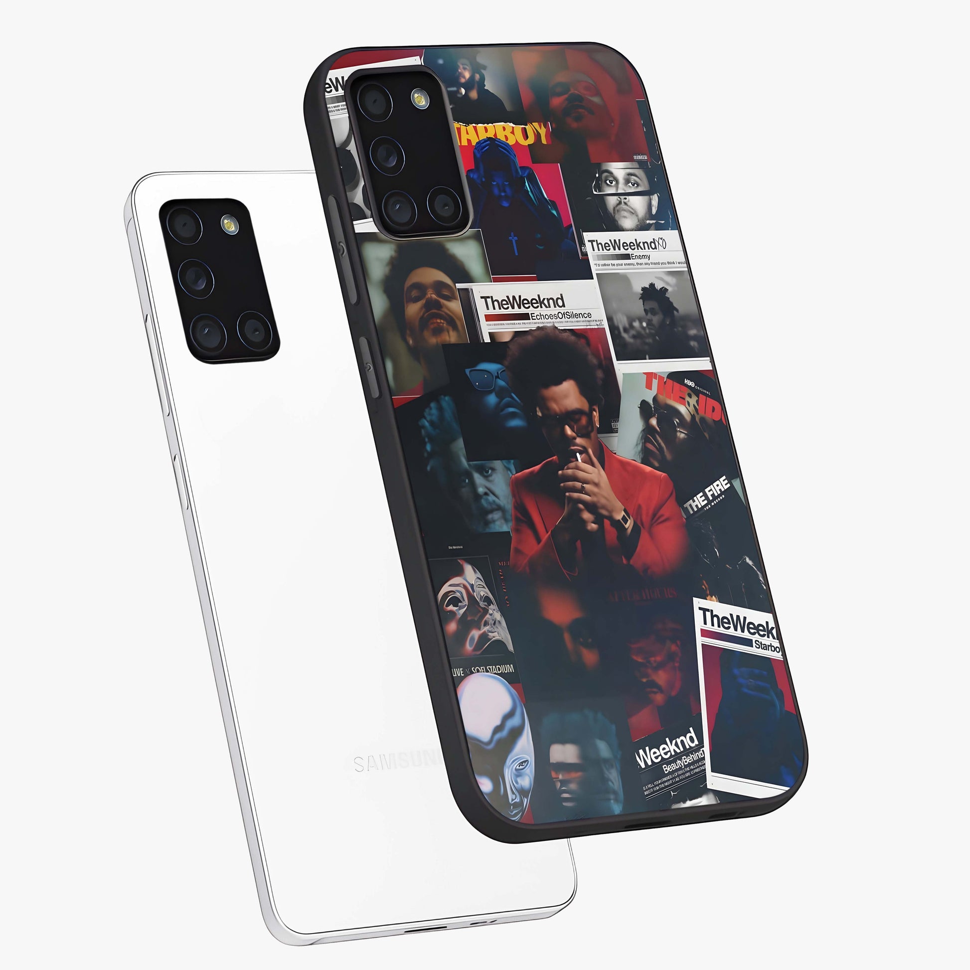 The Weeknd Glass Case displayed in angled mockup highlighting stylish pop culture inspired design with modern aesthetic.