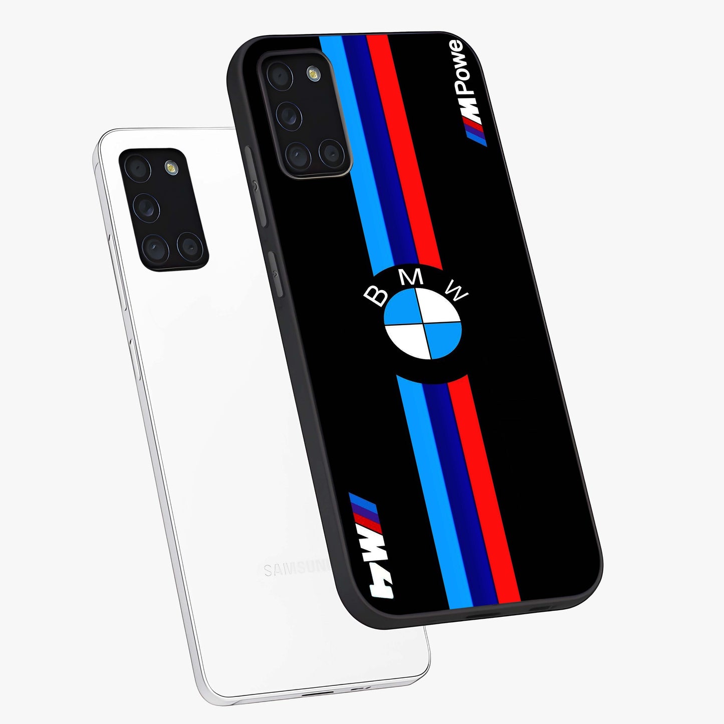 Turbo BMW Beast Glass Case displayed in angled mockup highlighting sleek racing car design with bold automotive aesthetic.
