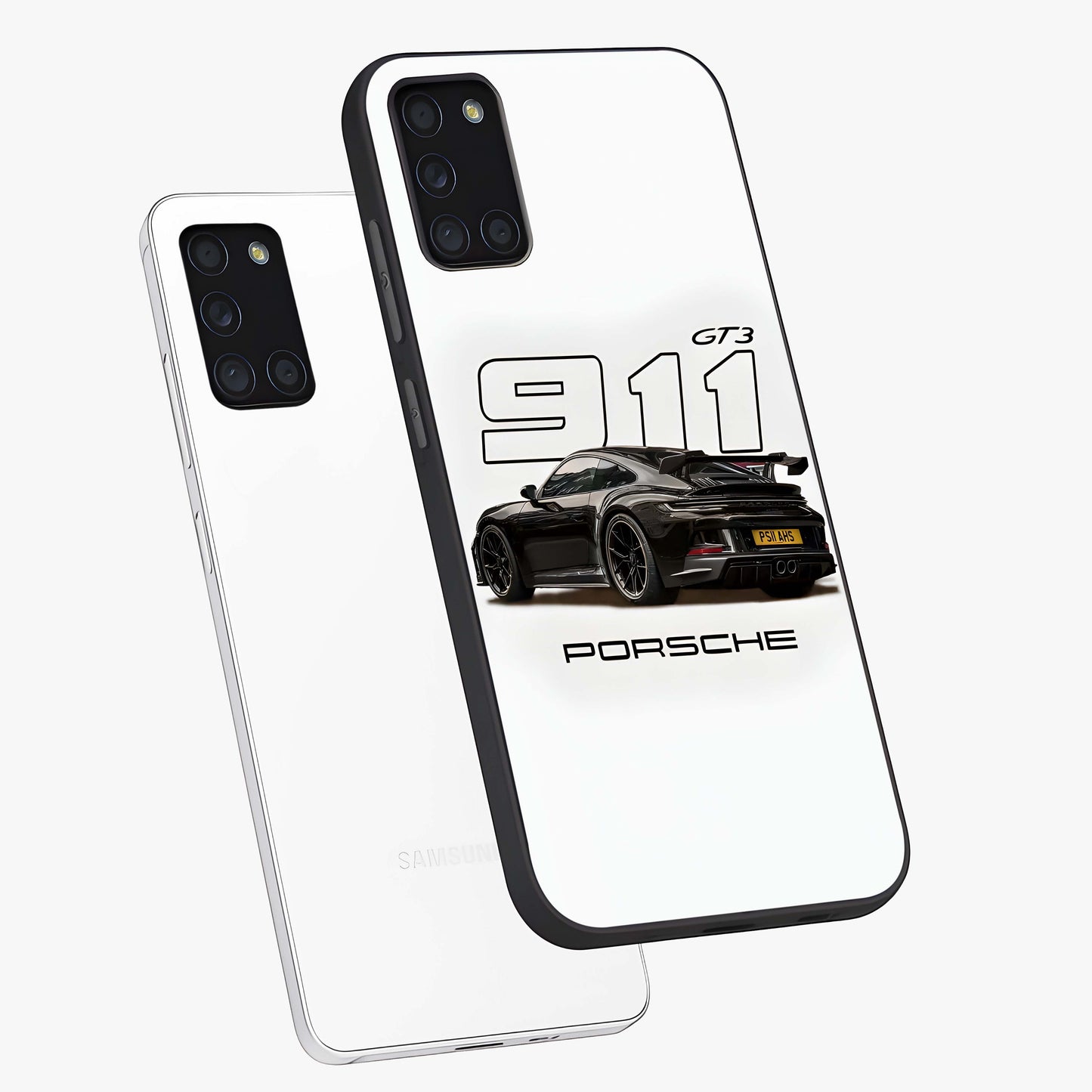 Turbo Legacy Icon Glass Case displayed in angled mockup highlighting dynamic automotive design with performance aesthetic.