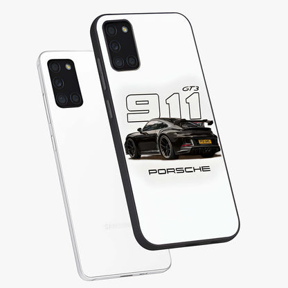 Turbo Legacy Icon Glass Case displayed in angled mockup highlighting dynamic automotive design with performance aesthetic.