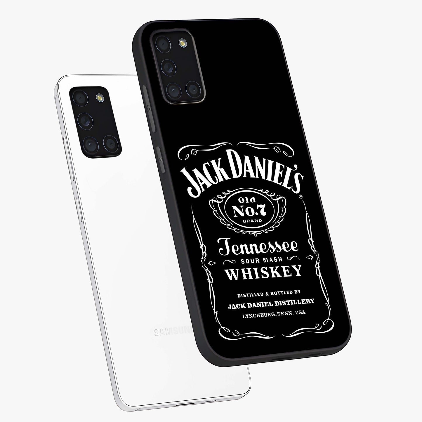 Vintage Whiskey Heritage Glass Case displayed in angled mockup highlighting retro beverage themed design with heritage aesthetic.