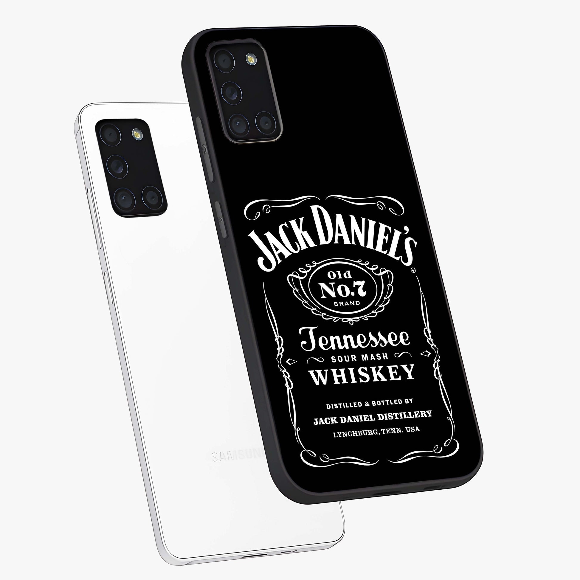 Vintage Whiskey Heritage Glass Case displayed in angled mockup highlighting retro beverage themed design with heritage aesthetic.