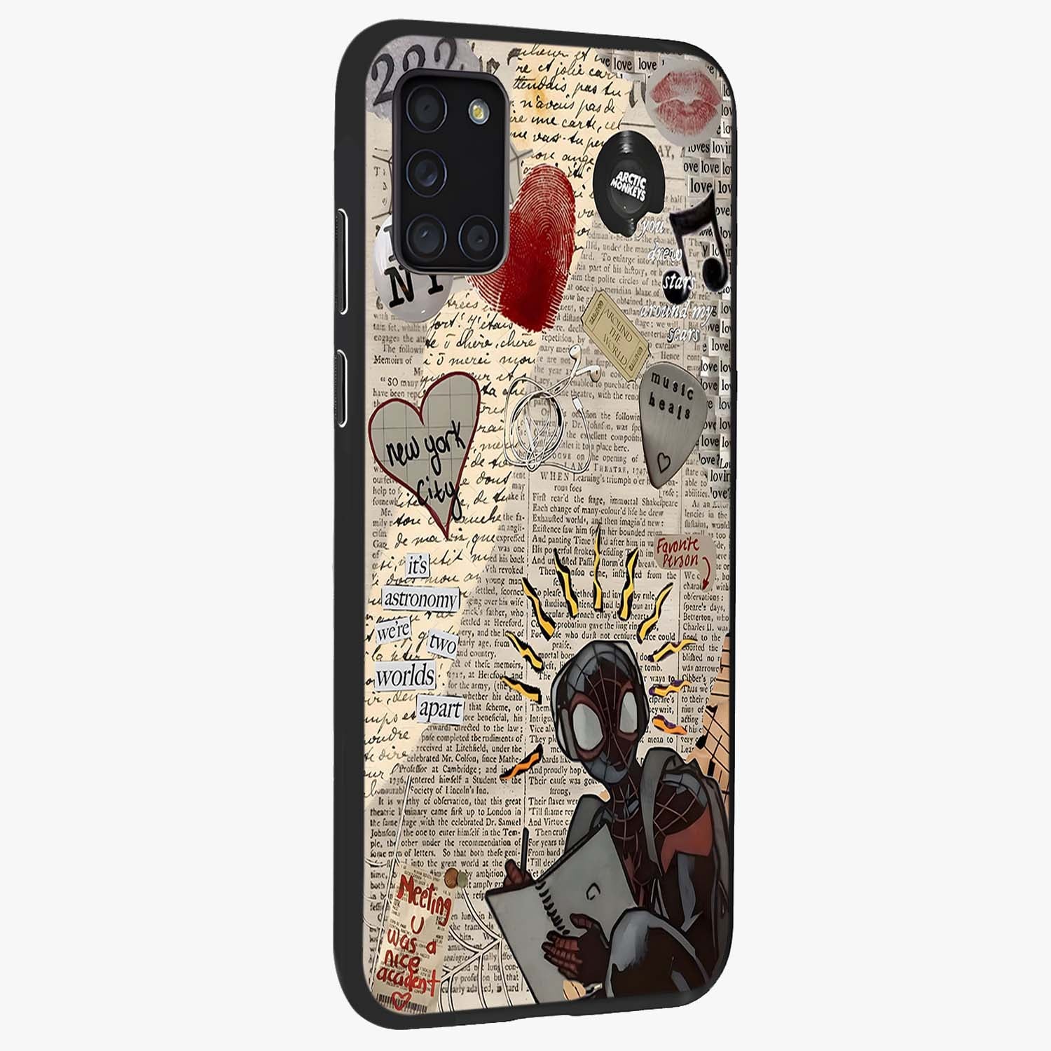 City Dream Sketch Glass Case upright view showcasing urban skyline artwork with stylish hand drawn design.