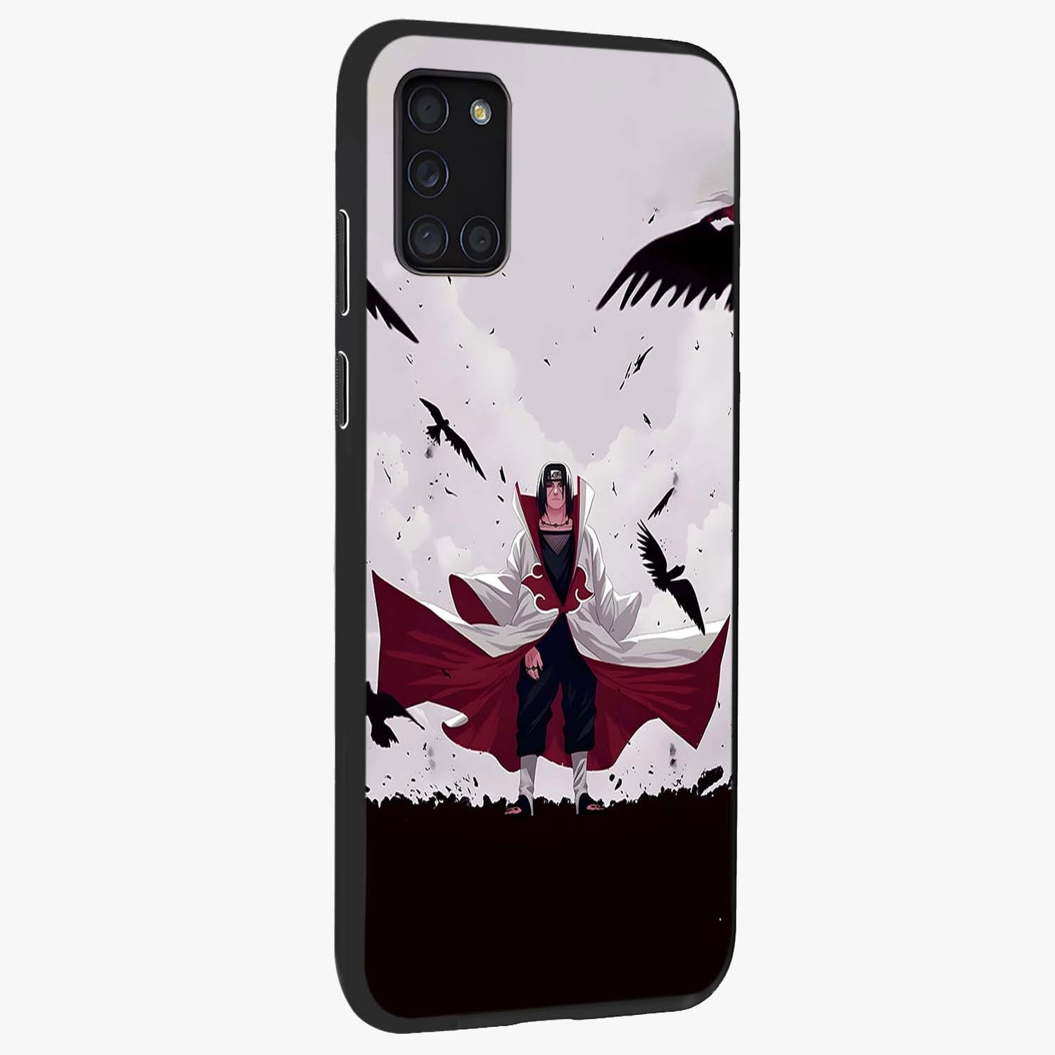 Crimson Crow Ascension Glass Case upright view showcasing dramatic crow artwork with bold gothic theme.