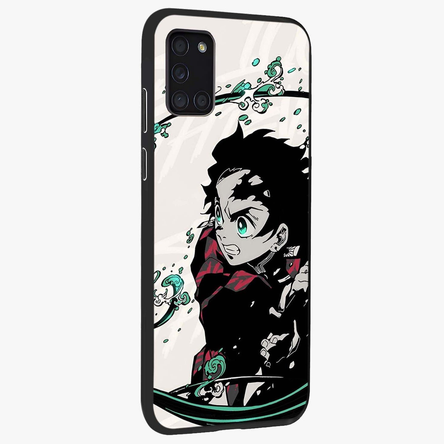 Demon Slayer Glass Case upright view showcasing powerful anime artwork with intense warrior theme.